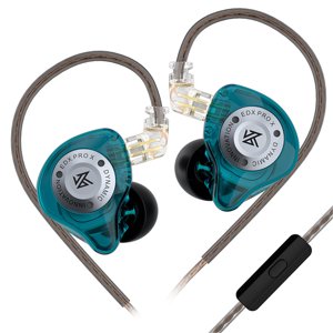 KZ KZ EDX Pro X In-Ear Stage Monitor Headphones with Dual Magnetic Circuit Drivers, Cyan with Mic, Enhanced Bass & Ergonomic Design
