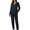 thumbnail image 1 of 2025 Femmes Décontracté Col à Revers Femmes Nuit Vêtements de Nuit Bouton Carreaux Imprimé Deux Automne Pyjamas Femmes Pièce Manches Longues Pyjamas Femmes Hauts Courts Ensemble de Pyjamas, 1 of 7