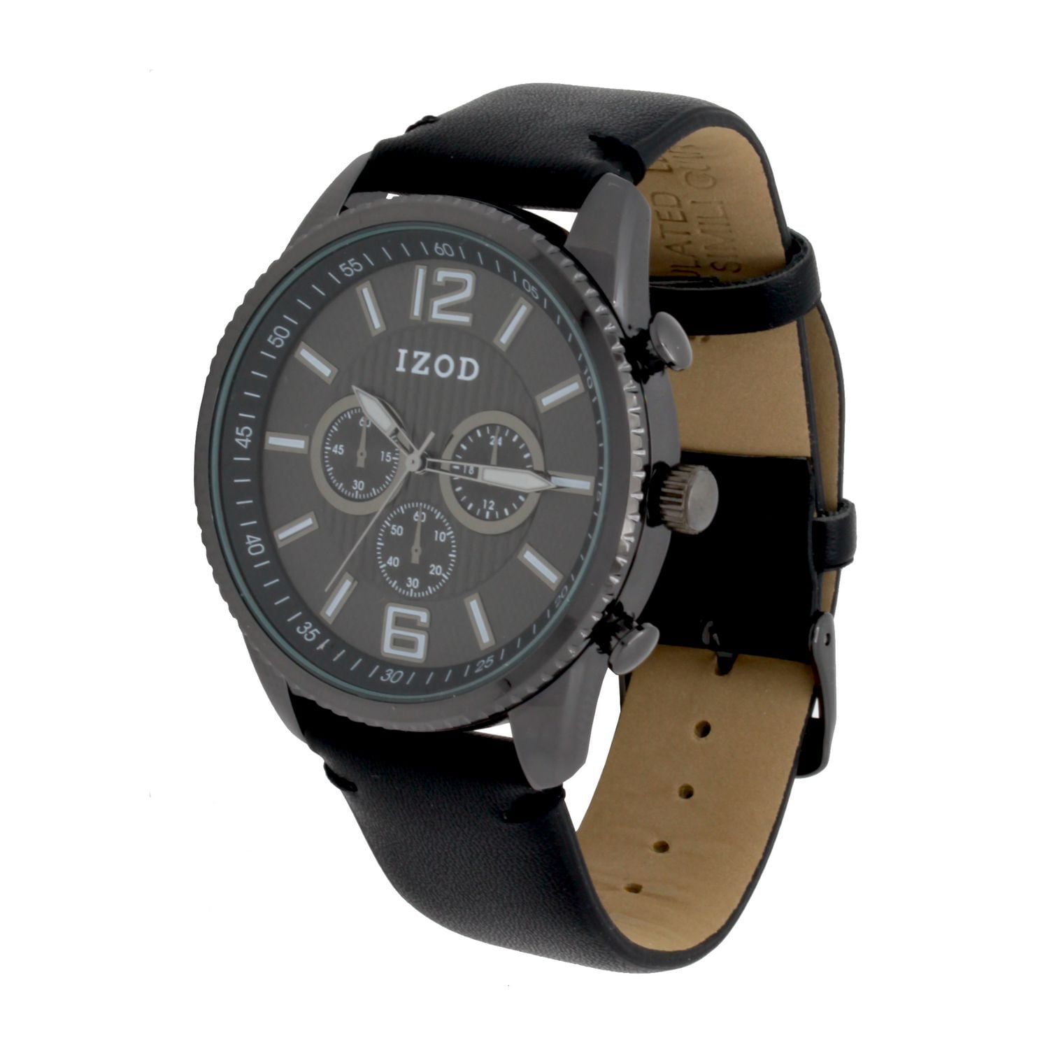 Izod Easy Read Analog black Leather Strap Watch