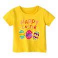 thumbnail image 1 of PMVFHDE T-Shirt d'Été pour Filles à Imprimé Graphique Mignon, Col Rond, Manches Courtes – Haut Décontracté Respirant pour Enfants, Jeux Extérieurs, T-Shirt Décontracté d'Été Jaune, 3-4 Ans, 1 of 4