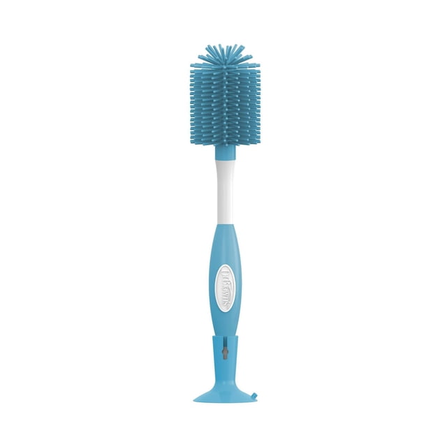 Dr. Brown's Soft Touch No Scratch Baby Bottle Cleaning Brush, Nipple Cleaner and Suction Cup Base for Easy Storage, BPA Free, Blue