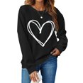 thumbnail image 1 of T-shirt de la Saint-Valentin pour Femmes 2024, Chandails à Col Rond, T-Shirts Décontractés avec Cœur, T-Shirts Graphiques Amples à Manches Longues, Chandails à Enfiler, Hauts Mode pour les Fêtes, T-Shirt, 1 of 4