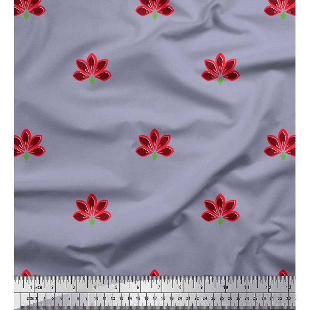 Soimoi Poly Georgette Fabric Artistic Floral Printed Fabric 1 Yard 52 Inch Wide