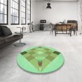 thumbnail image 4 of Ahgly Company Tapis Rond Lavable en Machine Intérieur Vert Jade Transitionnel, 6 Pieds Rond, 4 of 7