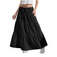 thumbnail image 1 of lcziwo Girls Drawstring High Waist Ruffle Long Skirt Summer Casual Layered Tiered Flowy Skirts Kids Summer Ankle Length Maxi Skirt Black Ropa de Verano Para Mujer, 1 of 9