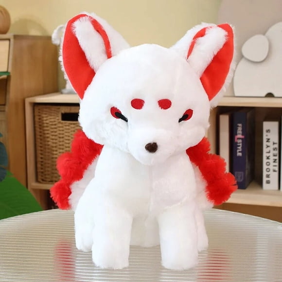 Simulation Cartoon Red Nine Tails Fox Plush Toys Cute Soft Stuffed Animals Anime Lifelike Foxes Plushie Doll for Girls Kids Gift