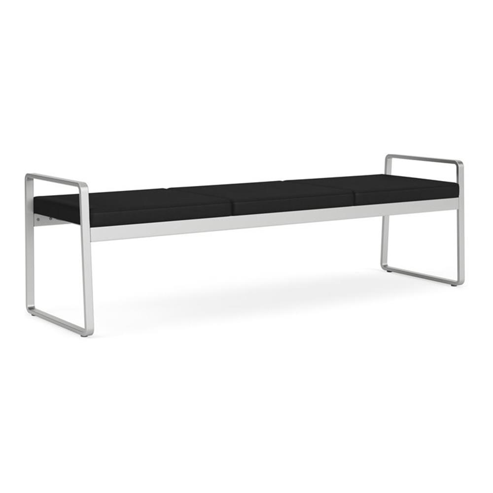 Banc 3 Places pour Réception Salle d'Attente Soins de Santé / Acier Argenté / Noir