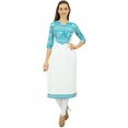 thumbnail image 1 of Phagun Kurta en Coton pour Femmes Tunique Blanche Ethnique Manches 3/4 Kurta-20, 1 of 8