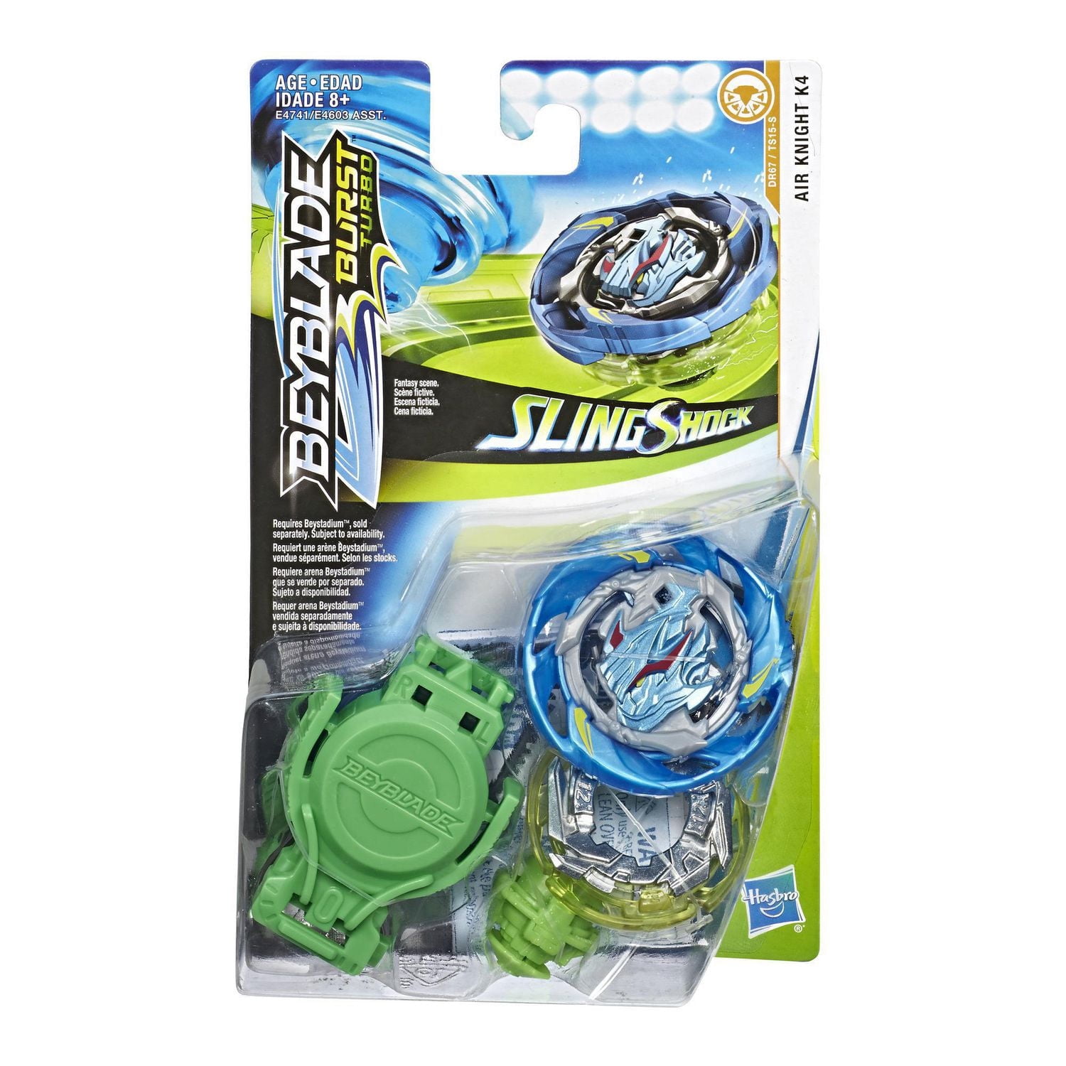 Beyblade Burst Turbo Slingshock - Kit de départ Air Knight K4 – Toupie de combat avec propulseur à rotation droite/gauche