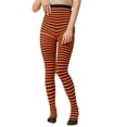 thumbnail image 1 of TIEVOSA Women's Halloween Shaping Sheer Tights with Contrasting Striped Pattern（Orange）, 1 of 4