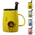 thumbnail image 2 of Ceramic Mug Cartoon Animal Printed Milk Mug Tea Mug Coffee Mug with Lid & Spoon, 2 of 7