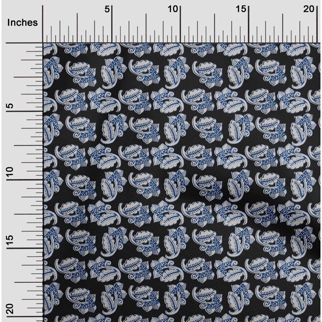 oneOone Cotton Silk Fabric Leaves & Floral Block Print Fabric BTY 42 Inch Wide