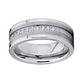 thumbnail image 3 of Men's Tungsten Wedding Band Eternity Ring Cubic Zirconia Silver 8MM, 3 of 6