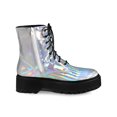 thumbnail image 3 of Unique Bargains Women's Round Toe Platform Lace Up Combat Ankle Boots, 3 of 8