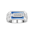 thumbnail image 1 of RYLOS Men's Rings Sterling Silver Designer Ring With Diamonds and Blue Quartz Rings For Men Size 12, 1 of 6