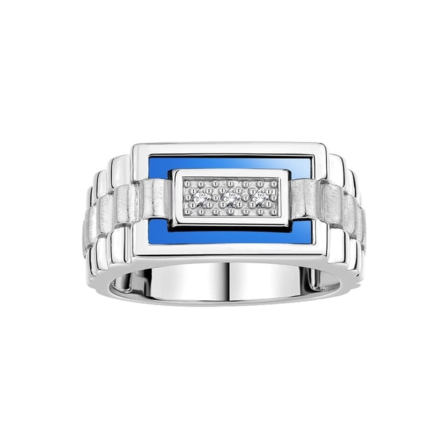 RYLOS Men's Rings Sterling Silver Designer Ring With Diamonds and Blue Quartz Rings For Men Size 12