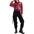 thumbnail image 2 of INSPIRE CHIC Veste Bomber Transparente pour Femmes à Fermeture Éclair Manches Longues Rouge Vin, 2 of 6