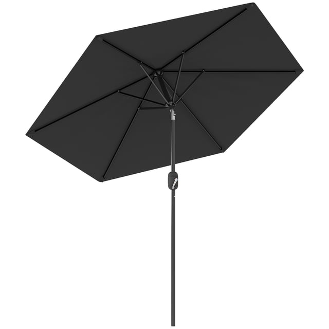 Outsunny Patio Sun Umbrella, Outdoor Parasol with 6 Ribs, Black