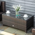 thumbnail image 2 of Outsunny Rattan Outdoor Coffee Table with Tempered Glass Top, Brown, 2 of 10
