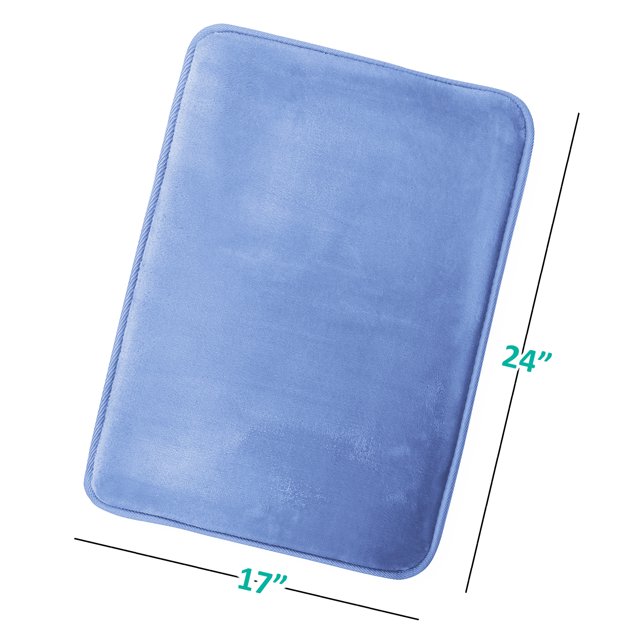 1 Small Clara Clark Bath Mat Bathroom Rug - Absorbent Memory Foam Bath Rugs - Non-Slip, Thick, Cozy Velvet Feel Microfiber Bathrug, Plush Shower, Toilet- Floor Bathmats Carpet - Calm Blue - 17"x24"