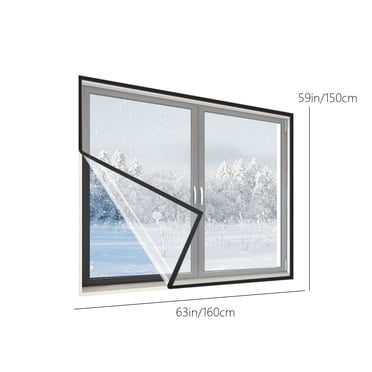 Ohufall Fenêtre d'Hiver Coupe-Vent Fuite Épaissie Transparente Anti-Froid Film Chaud Anti-Givre Rideaux 1.5x1.6/1.8x2m Trousse d'Isolation de Fenêtre Isolation de Fenêtre d'Hiver