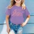 thumbnail image 2 of LUOGENLI T-Shirt pour Filles Mode Décontractée Imprimé Col Rond Manches Courtes T-Shirt Maxi pour Filles 2025 Fendu Violet 12-13 Ans, 2 of 4
