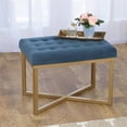 thumbnail image 2 of HomePop Modern Style Metal Bench with Velvet Seat in Dark Blue Finish, 2 of 11