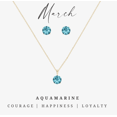 thumbnail image 1 of Goldtone March Aquamarine Birthstone CZ Earring & Necklace Set, 1 of 2