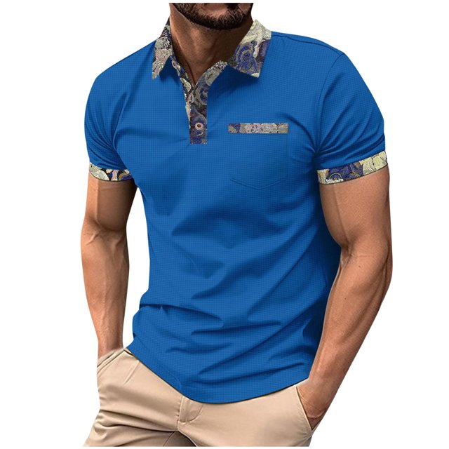 Shirts for Men, Mens Lapel Color Buttons Outdoors Short Sleeve Turndown Collar Blouse Shirt