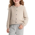 thumbnail image 4 of Wdgfv Filles Garçons Cardigan en Lin à Col Rond Chandail Tricoté et Tenue Douillette et Stylée pour Enfants Beige 9-10 Ans, 4 of 4