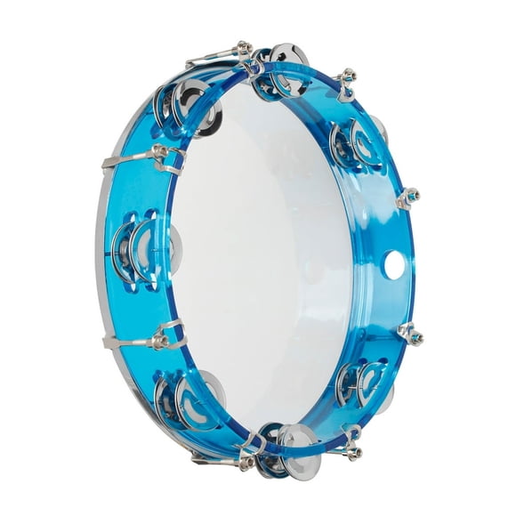Tambourin à Main de 10 Pouces à Double Rangée, Ensemble de Tambours, Instrument de Percussion Musical Éducatif, Jouet Instrument pour Spectacle à l'Église, Enfants et Adultes, avec Touche d'Accordage, Bleu