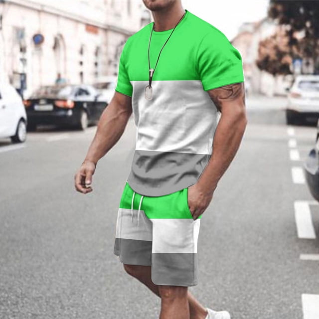 Weiqiqre Men's 2 Piece Outfits Short Sets Short Sleeve T Shirt and Track Shorts Set
