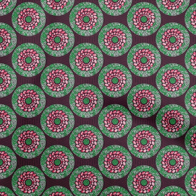 oneOone Rayon Green Fabric Asian Mandala Sewing Craft Projects Fabric Prints By Yard 56 Inch Wide