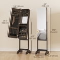 thumbnail image 3 of HOMCOM Freestanding Mirrored Jewelry Cabinet with LED Lights and Stand, 3 of 10