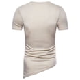 thumbnail image 4 of Jovati Short Sleeve Round-Neck T-Shirt for Men, Cotton Blend, Irregular Knit Rope Detail, Solid Color, Casual Fit, Breathable Summer Top, 4 of 5