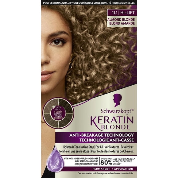 Schwarzkopf Keratin Blonde Crème Colorante Permanente pour Cheveux Blond Amande 11.1, Hi-Lift Couleur Permanente, 1 Application