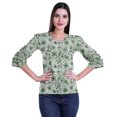 thumbnail image 1 of Moomaya Hauts Aguichant à Manches 3/4 pour Femmes Chemise Imprimée à Volants pour Femmes T-Shirt d'Été, 1 of 4