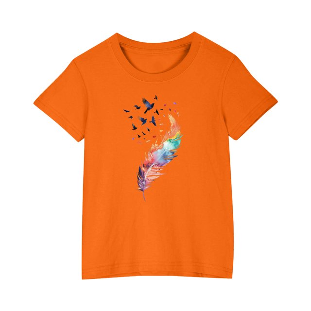 RXIRUCGD 2025 Vêtements d'Été pour Enfants T-shirt Imprimé Mode Mignon Col Rond Manches Courtes