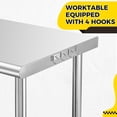 thumbnail image 4 of BeesClover Stainless Steel Prep Work Table, Commercial Workstations, NSF Commercial Heavy Duty Worktablefor Kitchen Restaurant,Home,Hotel,Outdoor, 4 of 7