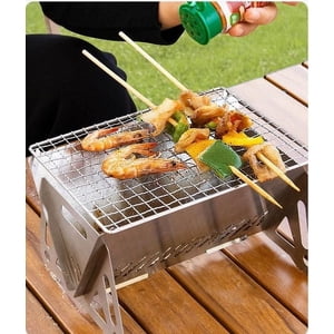 Portable Charcoal BBQ Grill Stove, Outdoor Camping Folding Barbecue Oven, Stainless Steel Mini Grill Cooker, Picnic Travel Portable BBQ Stove, Easy Carry Outdoor Grill Cooker