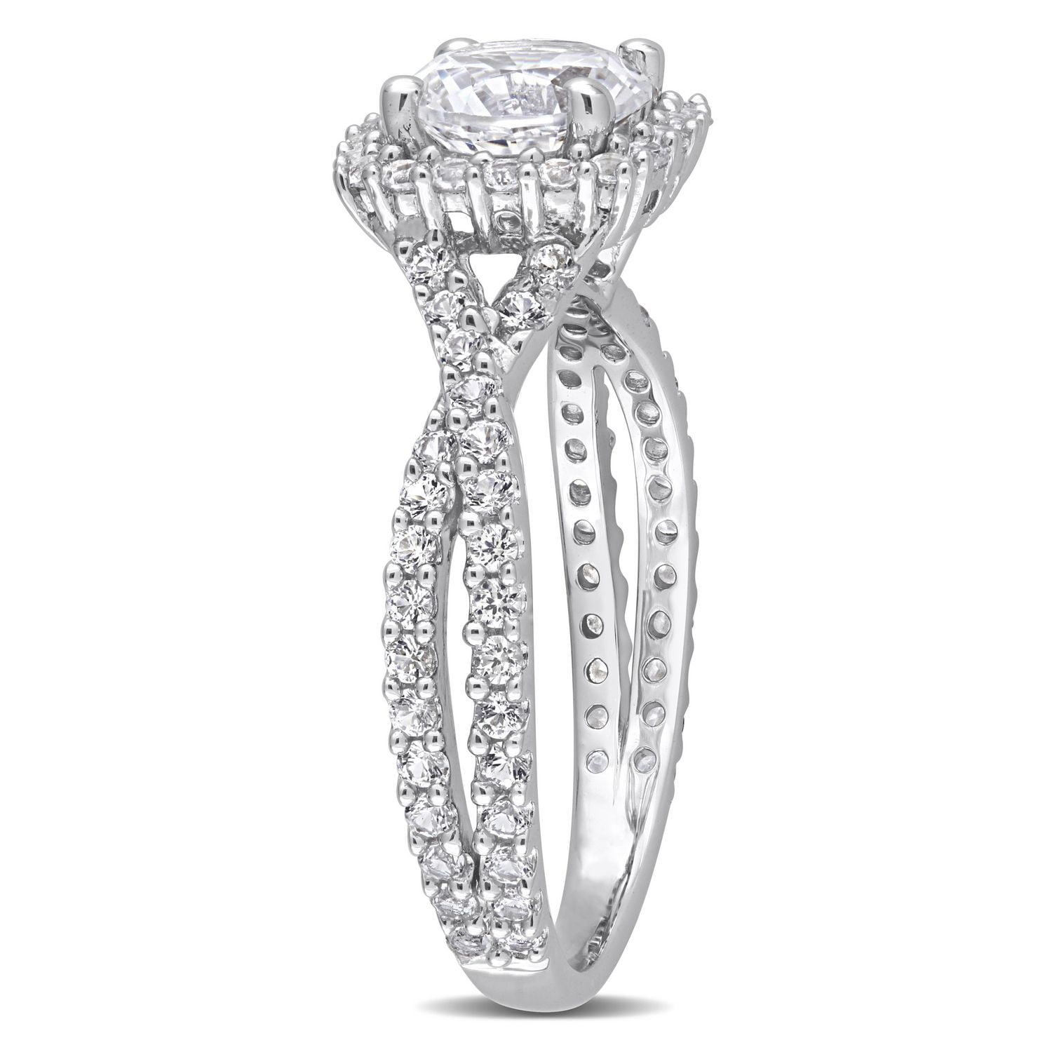 Miabella Bague de fiançailles en argent sterling avec saphir blanc créé de 2-1/8 carats P.P.T