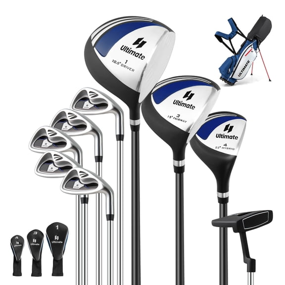 Costway Ensemble Complet de Clubs de Golf pour Hommes 10 Pcs Comprend un Conducteur en Alliage
