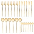 thumbnail image 2 of Gold Silverware Set, 24Pcs Modern Utensils Set Knife Fork Spoon Rustproof Stainless Steel Flatware Cutlery Set For Home Party Wedding Banquets, Kitchen Eating Utensils Tableware, 2 of 8