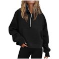 thumbnail image 1 of Half Zip Sweatshirt Women Plus Size Fleece Cropped Hoodies Pullover Fall Winter Warm Tops, 1 of 6