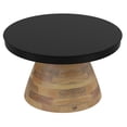 thumbnail image 3 of Moderne Métal et Bois Massif Table de Base Ronde - Noir et Noyer, 3 of 7
