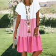 thumbnail image 2 of CHUANK Robes en Lin pour Femmes Été Grande Taille Manches Courtes Col en V Longueur Genou Robe Ample Décontractée Confortable Robe de Plage Soldes de Liquidation 2024, 2 of 7
