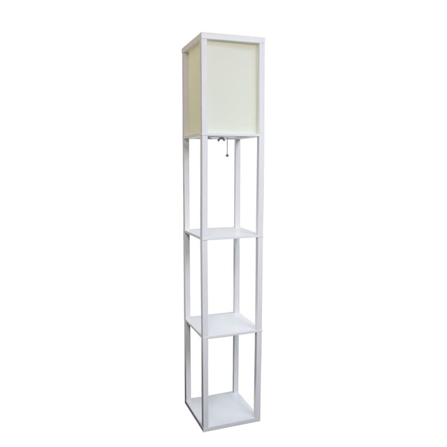 Lampe de sol Simple Conceptions Etagère de rangement avec abat-jour en lin