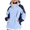 thumbnail image 4 of ManxiVoo Detachable Hood Women's Rain Jacket Multi-Purpose Hiking Windcoat With Adjustable Cuffs For Commuting L Size Light Blue, 4 of 4