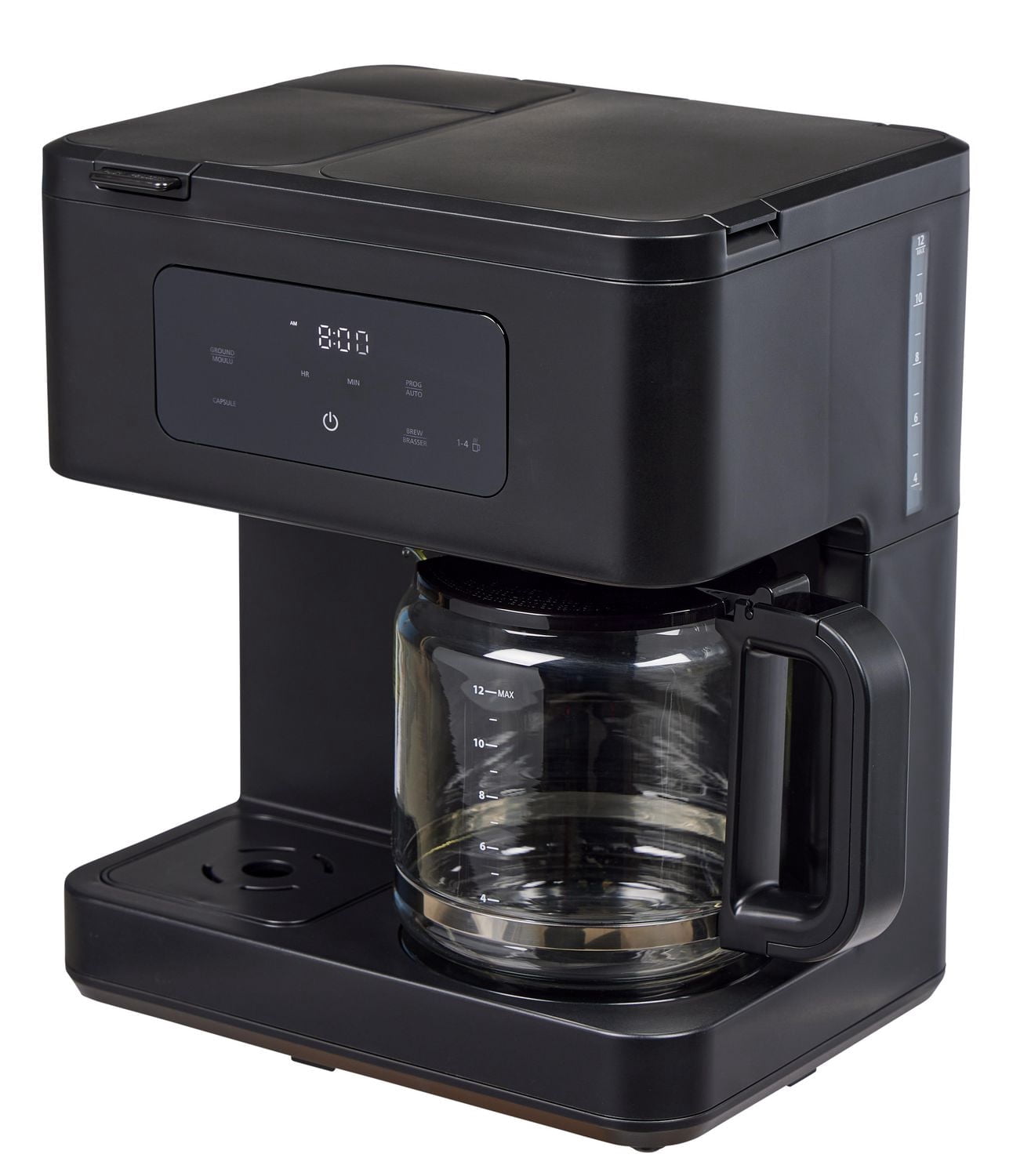 Mainstays Dual Brew Side by Side Coffee Maker, 12 Cup Drip Plus Single Serve