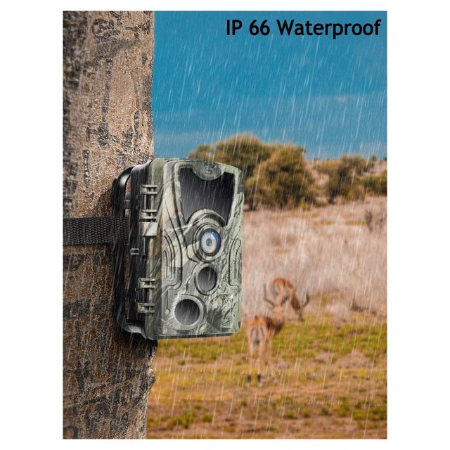 Trail Camera 1080P IP66 Waterproof Cameras Night Version Photo Trap 0.3s Trigger Wildlife Cams Solar Panel ,Lightweight Compact